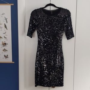 Black Sequin BCBGMaxAzria Cocktail Dress